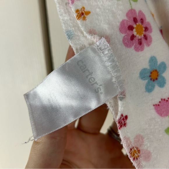 Carter's Floral Ladybug Baby Blanket Flannel Receiving White Pink Blue Flower - Picture 4 of 10